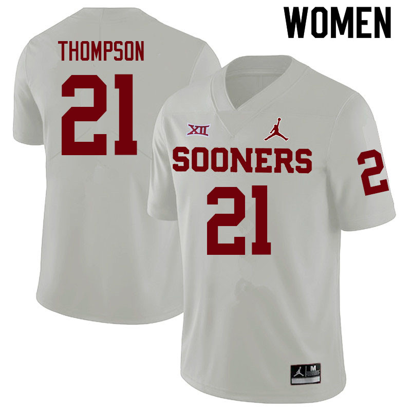 Women #21 Bentavious Thompson Oklahoma Sooners College Football Jerseys Sale-White